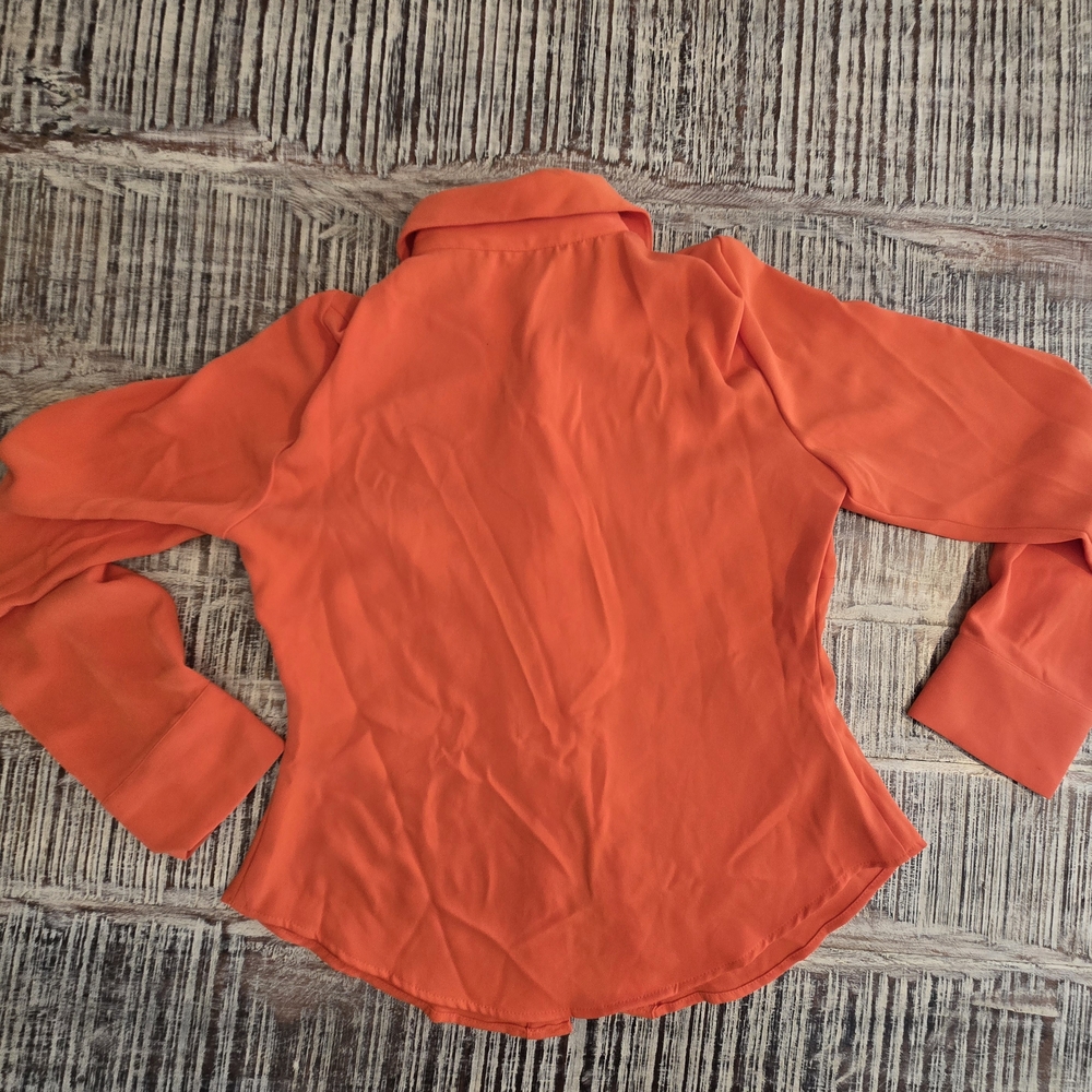 Mango Orange Fitted Button Down Shirt - image 4